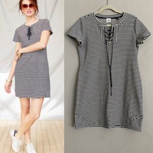 Cabi Dress Size Small Captain Stripe Nautical Tie Front Shift Navy White Sailor